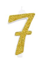 Picture of GIANT GLITTER NUMERAL CANDLE N.7 - GOLD 14CM